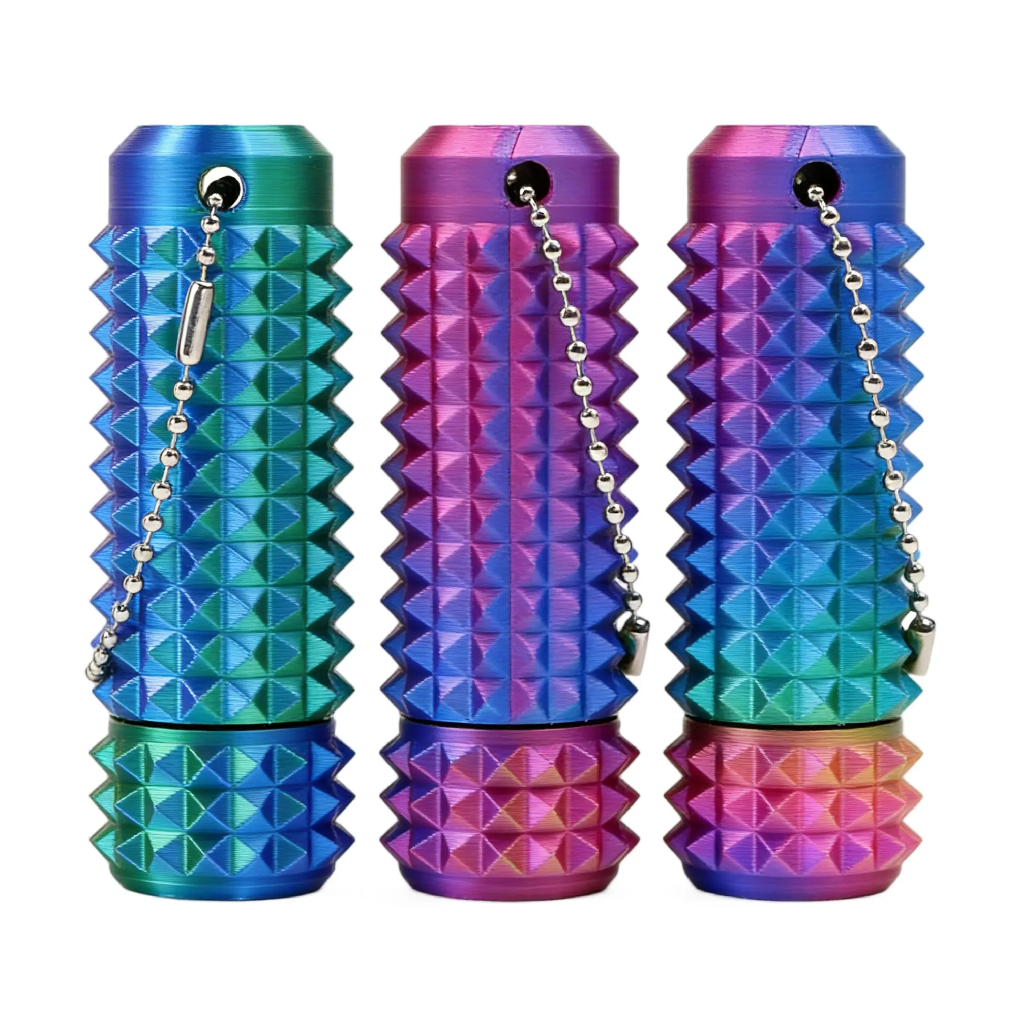 3D Printed Spiky Rotating Grippie Keychain - Sturdy Tiny Fidget Gadget, Stress Relieving Accessory, Anxiety Relief Tool, Calming Sensory Pain Stim Pocket Toy, Christmas Stocking Stuffer for Adults & Friends, Plastic