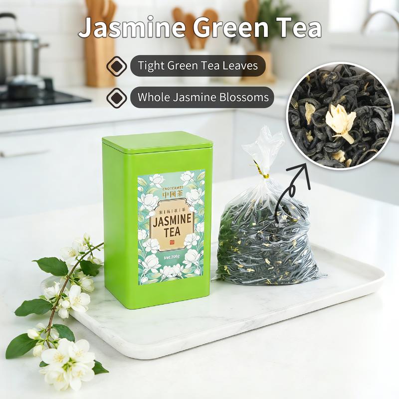 Chinese Style Jasmine Green Tea Loose Leaf Floral Aroma