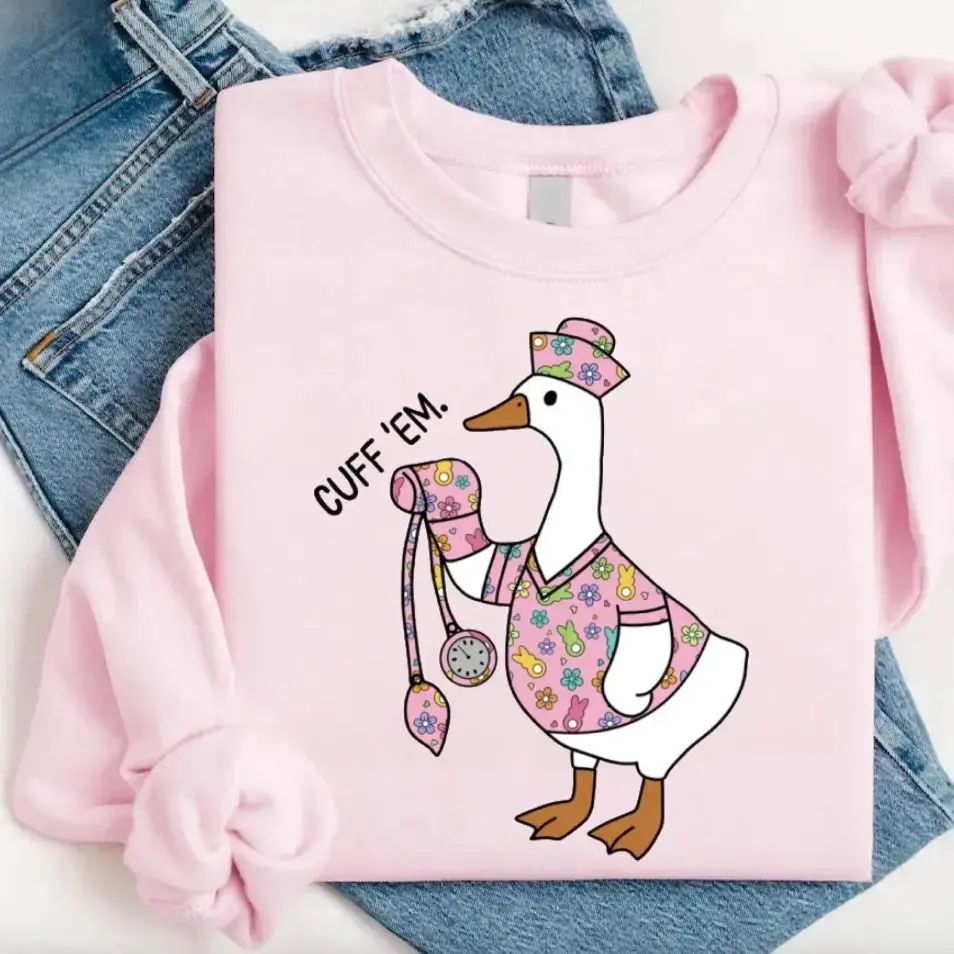 Cuff Em Nurse Sweatshirt, Goose Nurse Sweatshirt, Easter Nurse Sweatshirt, Silly Goose Sweater, Nurse Appreciation Gift, Nurse Gifts For Easter For Her
