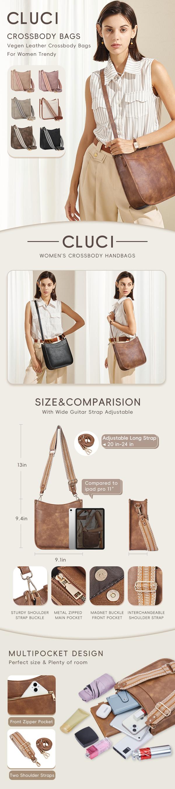 CLUCI TikTokShopSpringGlowUp Crossbody Bags For Women Trendy Fashion Shoulder Bag Vegan Leather Purse For Ladies iPad with Two Strap Gift Crossbodybagwomen