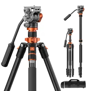 【K&F CONCEPT】 inch/211cm Camera Video Tripod for DSLR Compact Aluminum Tripod with Fluid Head and 5KG Load for Travel and Work K234A7+FH-03