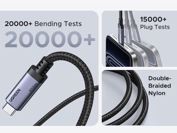 UGREEN USB C to USB C Cable 240W USB4 Gen4 80Gbps Premium 17K Dual 8K Triple 4K Display PD3.1 Type C Fast Charging Compatible with USB C Monitors, MacBook, iPad, iPhone 17/16/15, 3.3FT