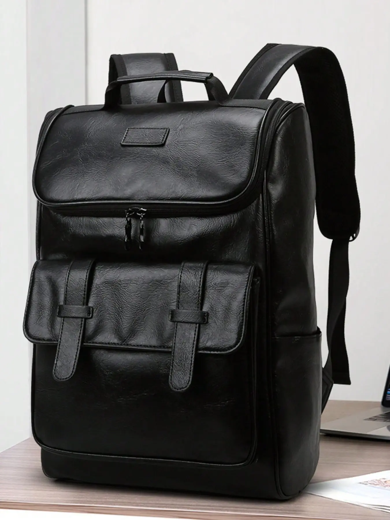 Stylish black outdoor work-capable large-capacity Travel Backpack with a zippered hidden pocket and a laptop compartment that can hold a 15.6-inch notebook, a functional men's backpack Traveler Essentials Backpack, Waterproof Work Backpack (gift for men)