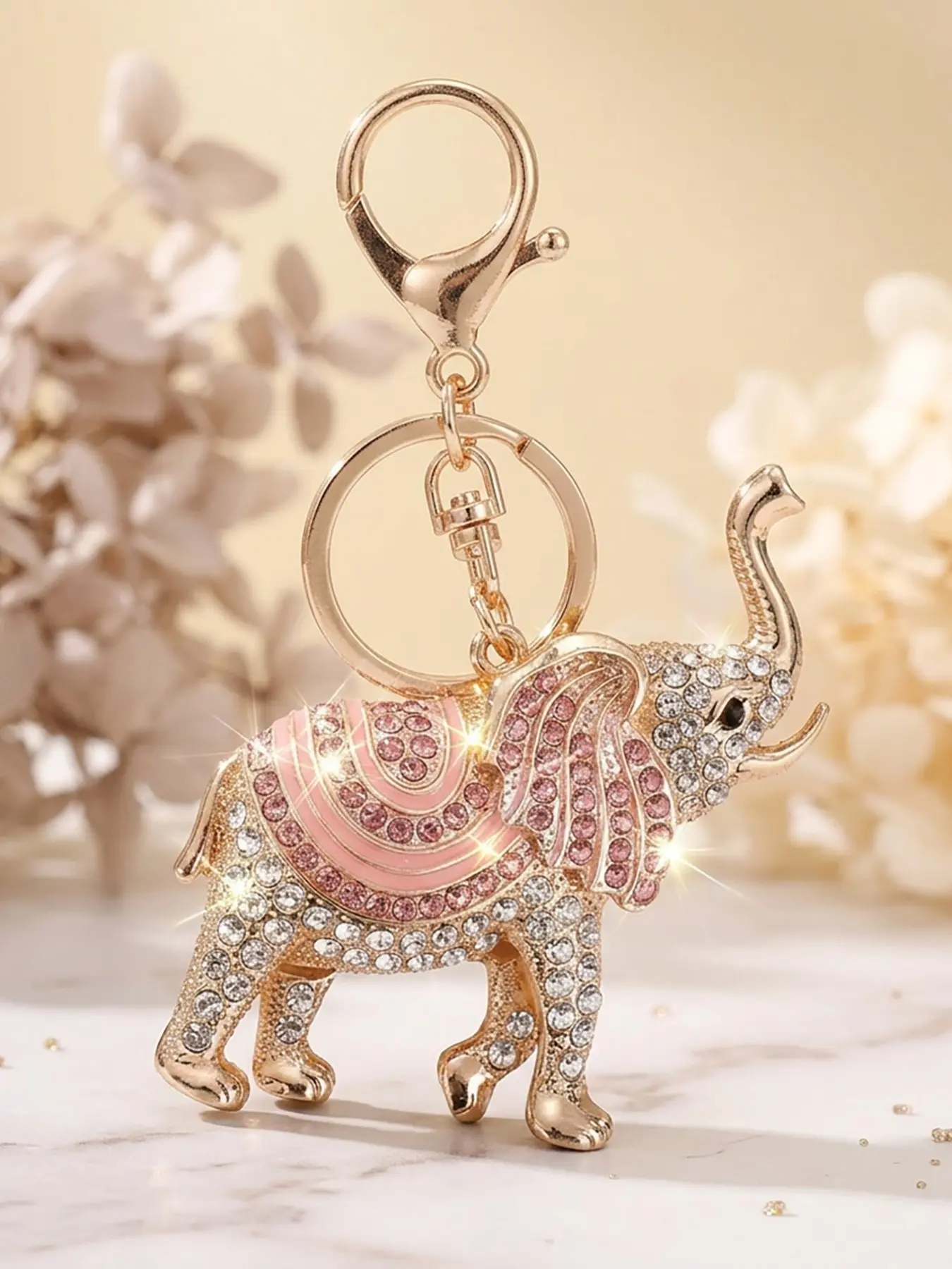 Rhinestone Elephant Hollow Out Pendant Keychain Charm, Bling Bling Keychains, Sparkling Keychain, Elegant Lady Bag Key Holder, Fashionable Alloy Keychain, Aesthetic Keychain, Fashionable Accessory for Women
