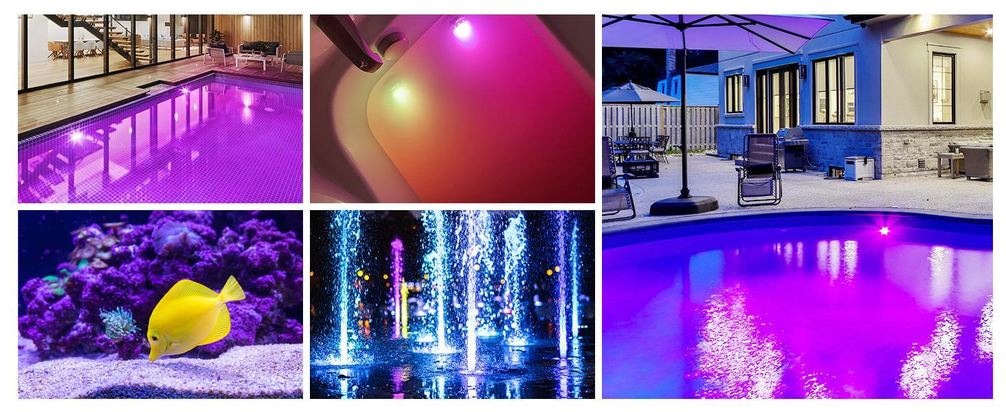 SANSI 8-Pack Submersible LED Pool Lights – RF Remote (200ft), Color-Changing Underwater Spotlights for Ponds, Showers & Inground Pools, Battery Charging, Waterproof with Glue, Magnets & Suction Cups– Perfect for Outdoorfun & Pool Decorations