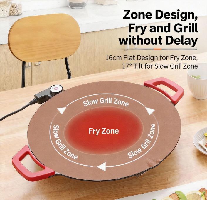 Multifunctional Electric Grill Indoor Non-Stick Smokeless Griddle for Home Cooking
