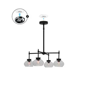 Plug & Play Kinsmon 4-Light Chandelier in Transitional and Modern Style-61.6 Inches Tall and 24 Inches Wide