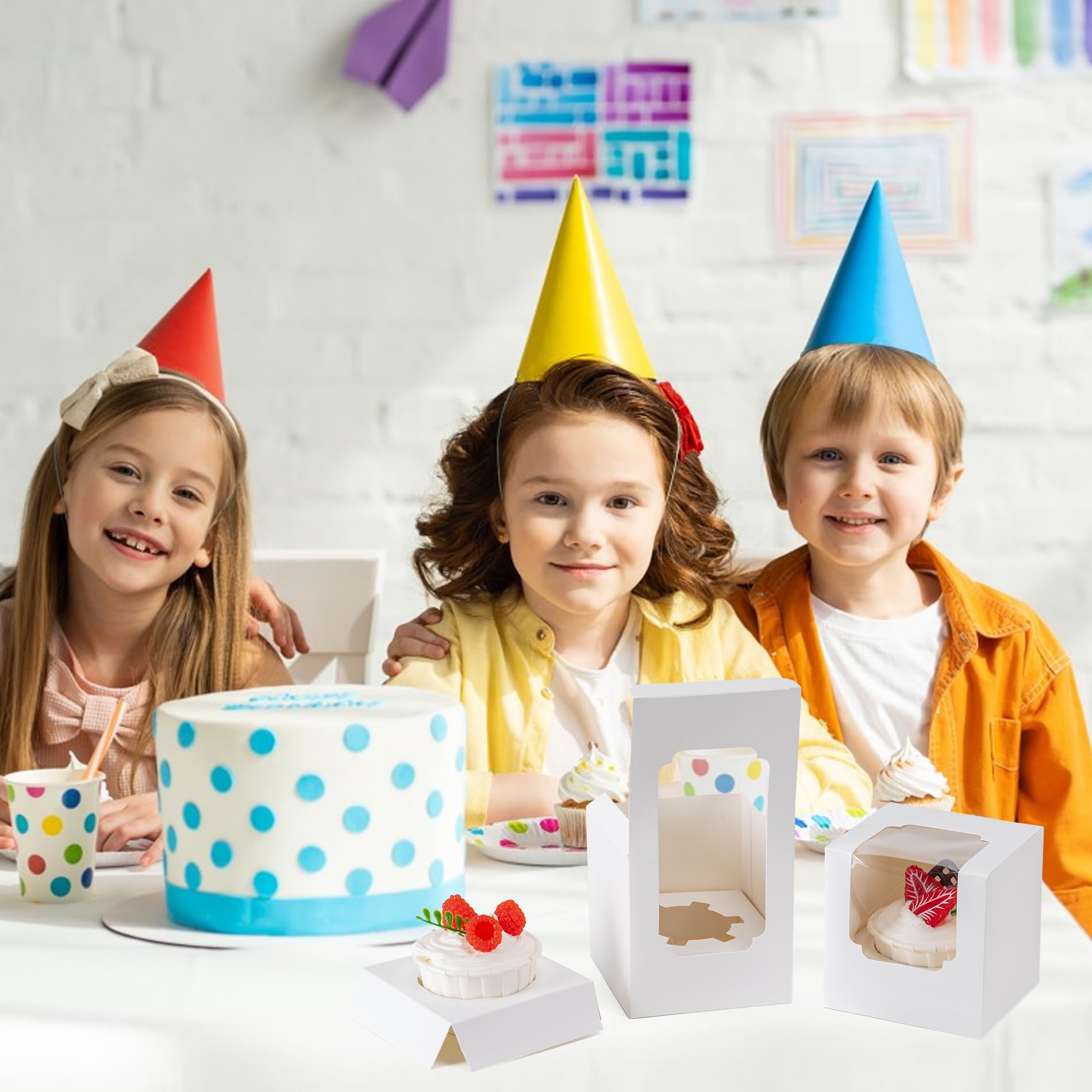 Individual Cupcake Containers, Cupcake Boxes with Window, Food Grade Cupcake Holders with Inserts, Stackable Deep Cupcake Carrier Easy Transport and Presentation