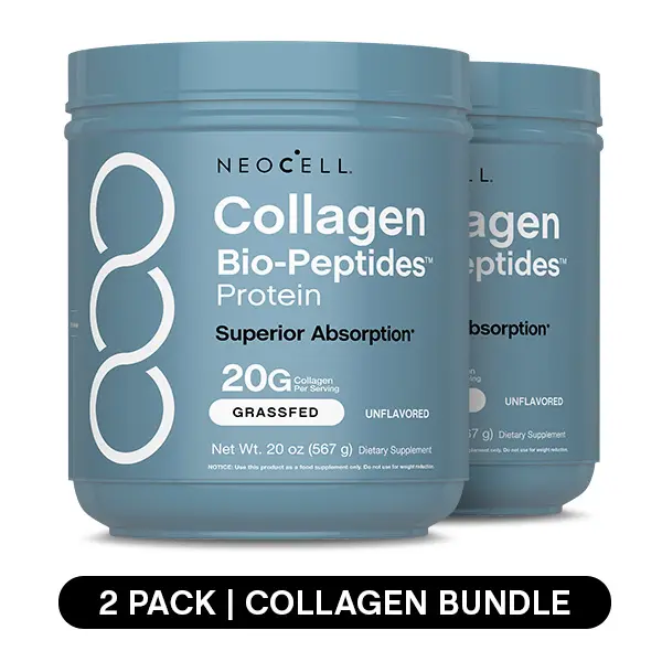 2x NeoCell Collagen Bio-Peptides Powder 20oz - Grassfed Protein Supplement - Advanced with 18 Essential Amino Acids