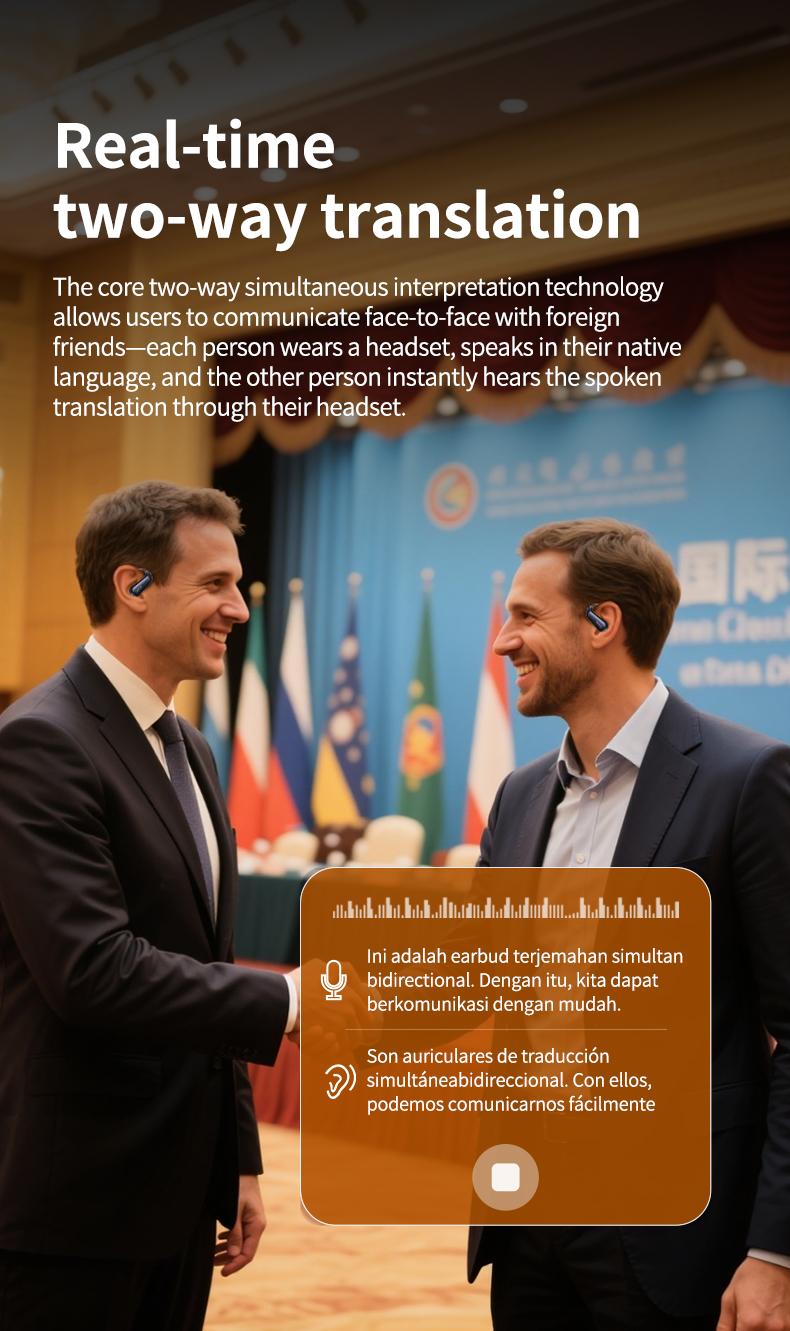 HTC NE38 OWS Wireless Translation Earbuds, Supports Real-Time Translation in 134 Languages With APP, Bluetooth 6.0 Earphones,  IPX5 Waterproof, HIFI Sound Quality, Suitable for Office, Sports, Study and Audio Calls | Built-in Microphone | AI Headphones