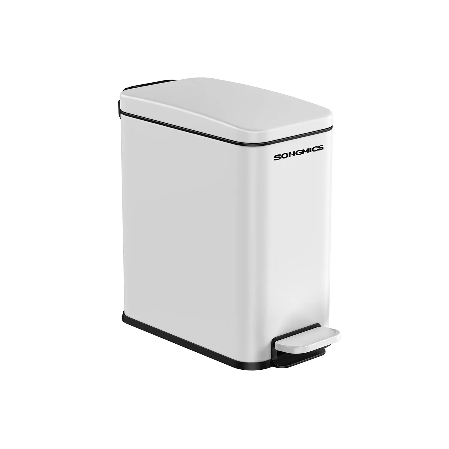 SONGMICS Bathroom Trash Can, 1.3 Gallon (5 L) Small Trash Bin with Lid, Slim for Small Spaces, Stainless Steel Garbage Can, Soft Close