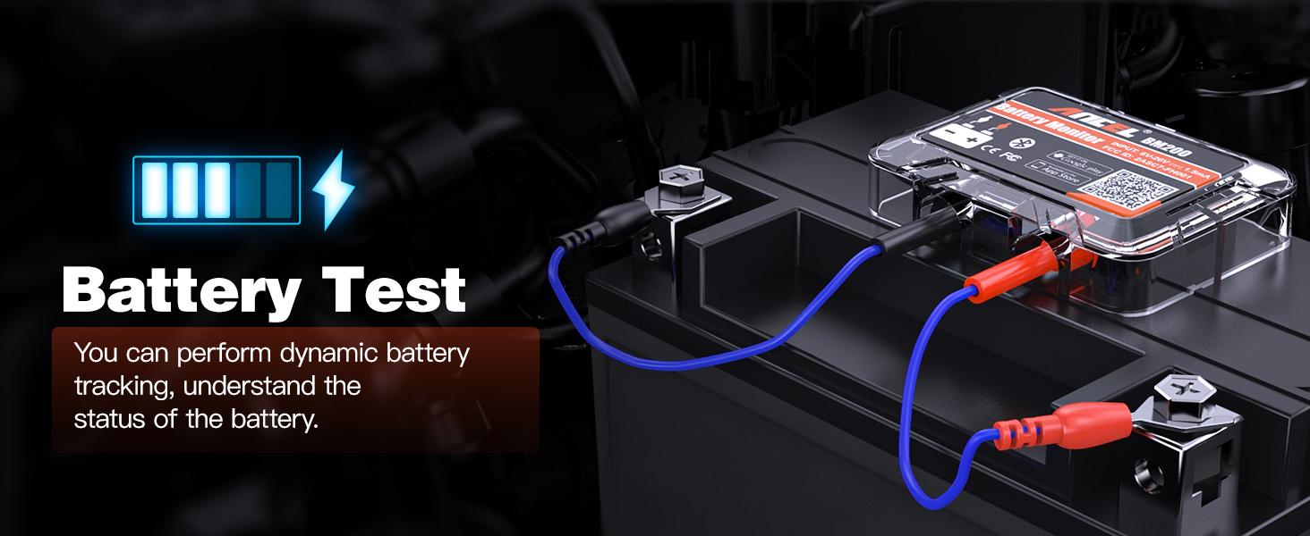 ANCEL BM200 12V Car Battery Tester, Bluetooth 4.2 Auto Battery Monitor for Lithium & Lead-Acid Batteries with Cranking & Charging Test, Alarm, Voltage History Voltmeter for Car/RV/Motorcycle/Truck/Boat