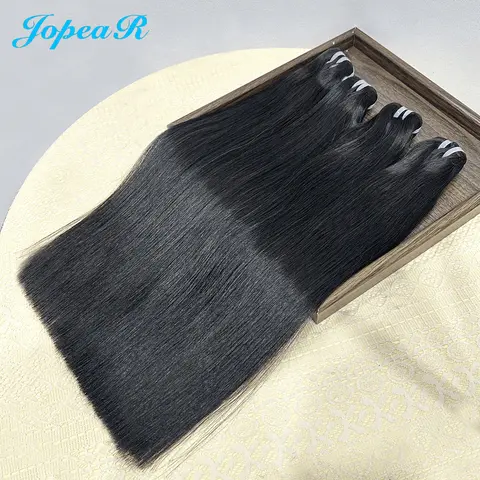 JOPEAR Vietnamita Bone Straight Mechones 100% Cabello Virgen Sin Procesar #1B Negro Natural Extensiones Tejidas de Doble Costura Cabello Humano Liso para Mujeres Negras