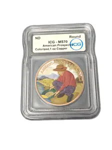 1 Ounce Colorized Copper American Prospector MS-70 ICG