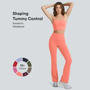 Halara 【Buy Seperately】UltraSculpt High Waisted Tummy Control Pocket Shaping Yoga Bootcut Leggings-Double Straps Twisted Backless Cropped Yoga Tank Top