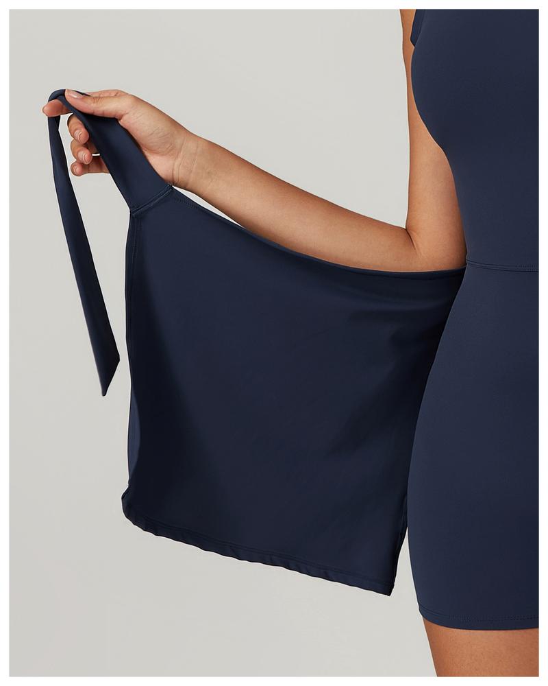 YEOREO Women's Tennis Skirt Sleeveless Yoga Golf Sports Skirt with Ruffle Side Slits Gym Skirt Built-in Shorts