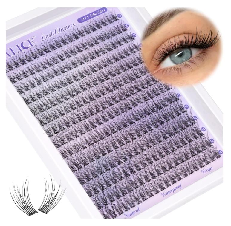 Natural Lash Clusters Wispy Lash Extensions Short 10-14mm DIY Cluster Eyelash Extension C-Curly 280pcs Soft Thin Band Individual Lashes by ALICE