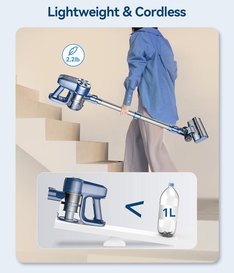 N3S Cordless Vacuum, Electric Floor Sweeper, Lightweight Powerful Suction Stick Canister Vacuum For Home Hardwood Floor Pet Hair Carpet Household