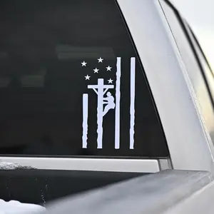 Patriotic Lineman Flag Sticker – Waterproof Vinyl Sticker for Cars, Coolers & Accessories – Durable Multi-Purpose Decal