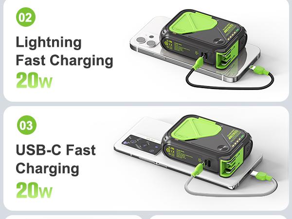 P05 Portable Charger, Magnetic Power Bank, Small Wireless PowerBank, Battery Pack10000mAh Travel Essentials Fast Charging With Built in Cable, Foldable Wall Plug for iPhone,Samsung,Andriod