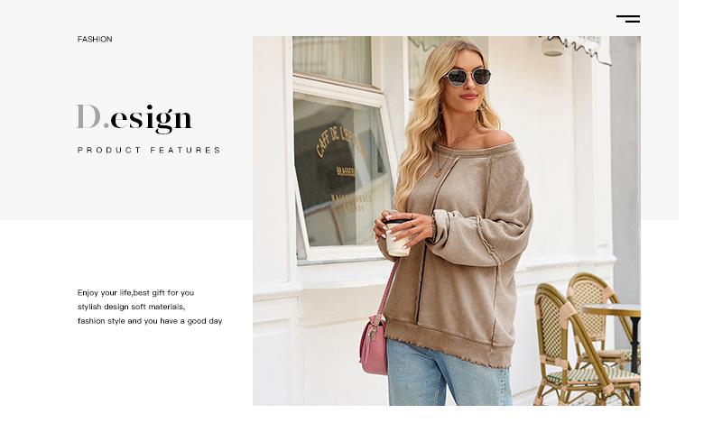 Shewin 2026 Cozy Distressed Waffle Knit Sweatshirt Women’s Long Sleeve Pullover Soft Layering for Casual Daily Leisure Looks Ultra-soft Lightweight & Breathable Tie-Dye Fabric - Womenswear