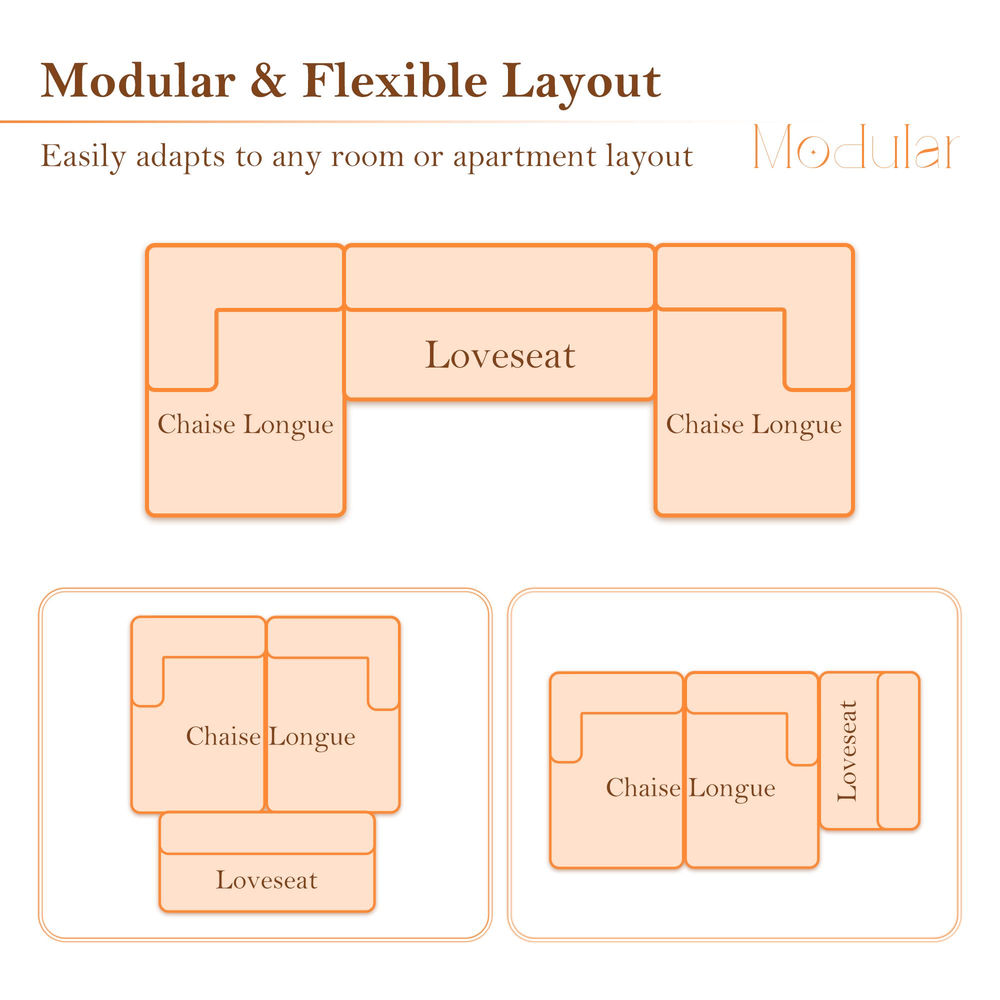 【Shipped in 2 or 3 packages】Popular No Assembly Needed 132'' U-Shape Oversized Cloud sofa Couch - Corduroy Modular Sectional Sofa with 6 Soft Pillows, Deep Seat Boneless Upholstered Couches for Living Room