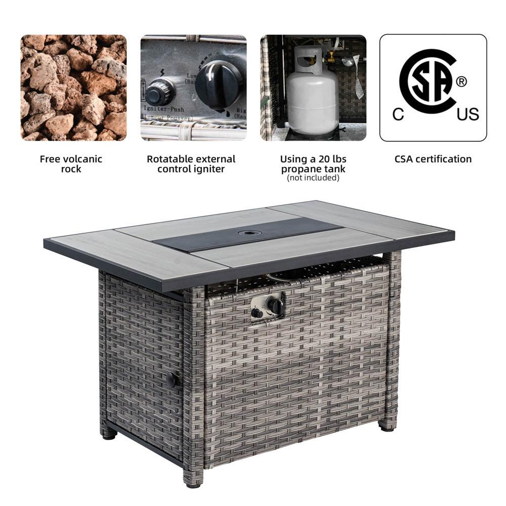 Ovios Patio Furniture Set 10-Piece with All Weather Rattan Wicker Sofa and 42.12'' Fire Pit Ovios Patio Furniture Set 10-Piece with All Weather Rattan Wicker Sofa and 42.12'' Fire Pit