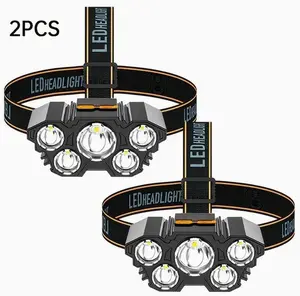 2 pcs LED Headlamp Rechargeable,Super Bright Head Lights for Forehead,Hard Hat Light Strap for Adults,Adjustable Head Flashlight,USB Headband Flashlight for Ourdoor,Working,Hiking,Running,Camping