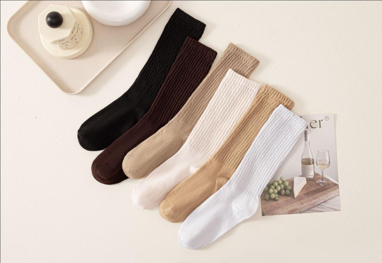 UnicornPro 5 Pairs Women's Slouchy Crew Socks Comfortable Soft Cotton Blend Mid-Calf Breathable Durable for Casual Sports Travel Everyday Wear