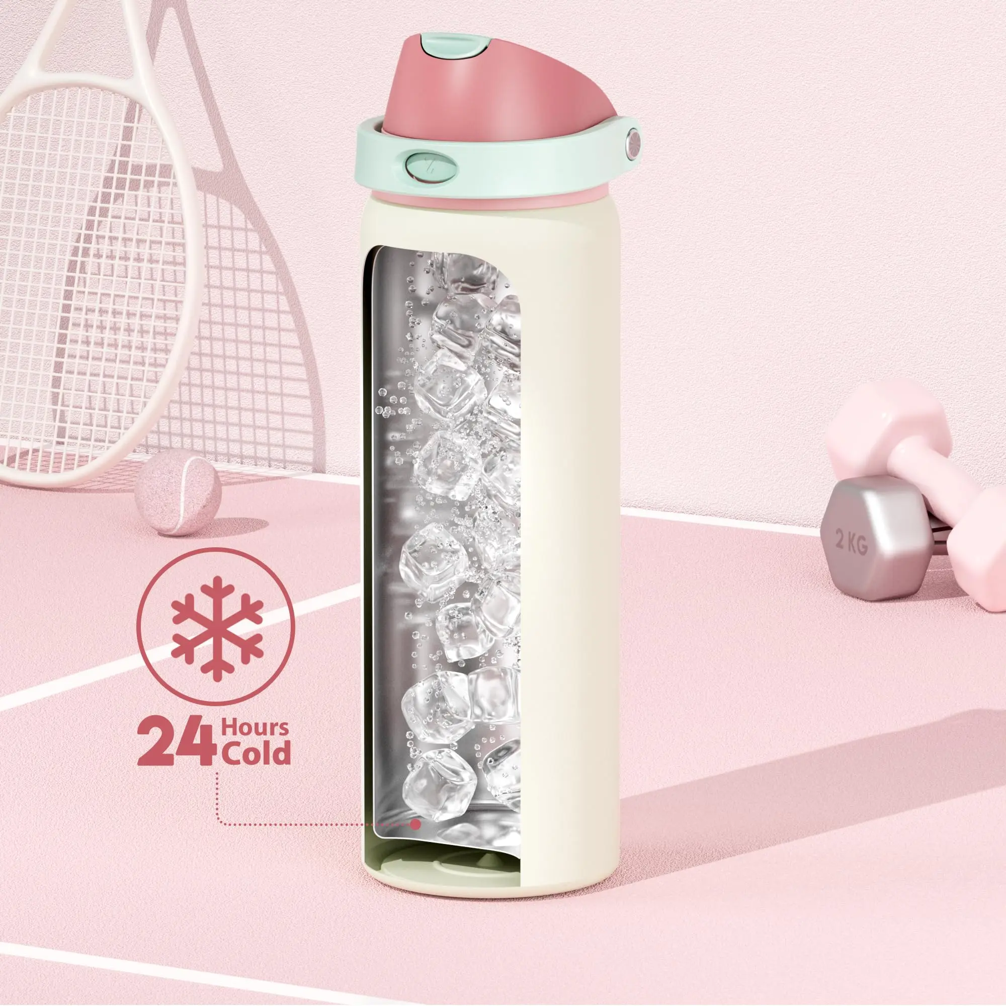 Meoky 32oz Stainless Steel Insulated Water Bottle - Double Layer Insulated Vacuum Flask, 2-in-1 Straw & Spout Lid, Leak-Proof, BPA-Free, Silicone Base, 24hr Cold Retention, Stylish Drinkware for Sports #TikTokShopSummerSale, Flasks, Portable