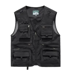 Multi-pocket fishing vest workwear photography