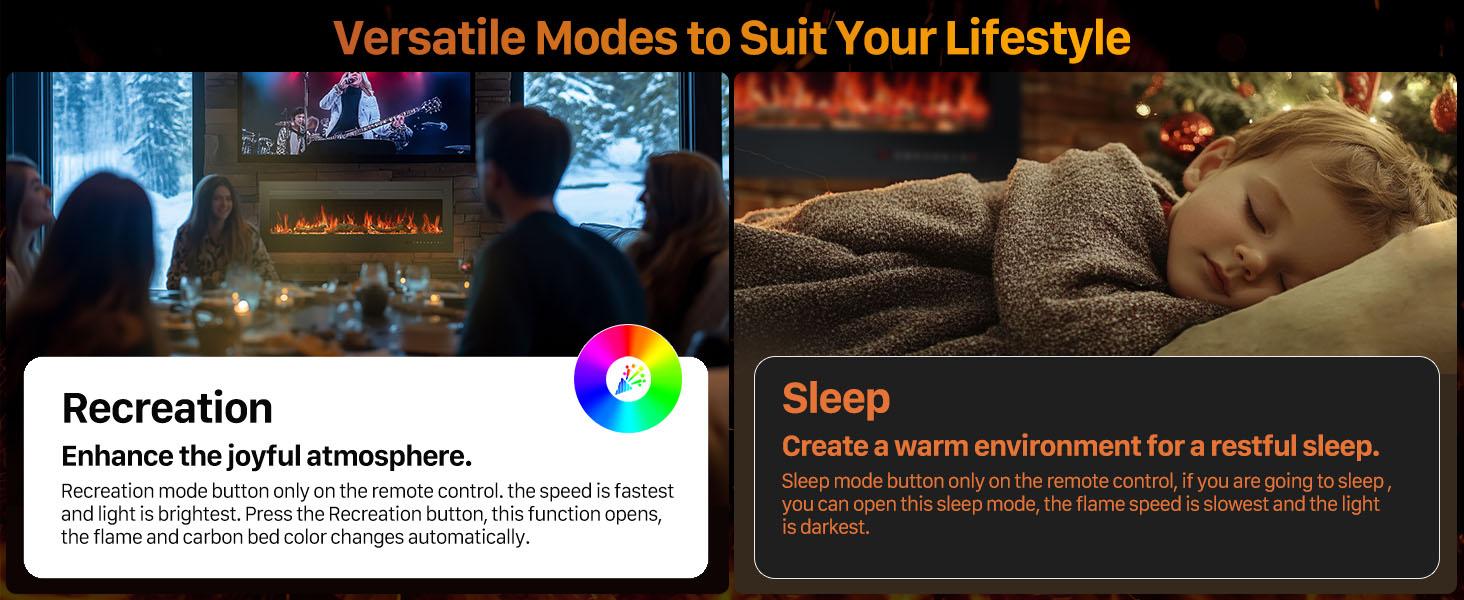 Electric Fireplace Insert, 1500W Wall Mounted & Recessed Fireplace, Freestanding Fireplace Heater with Remote & Touch Panel Control, Adjustable Flame Effect, 12H Timer for Indoor use