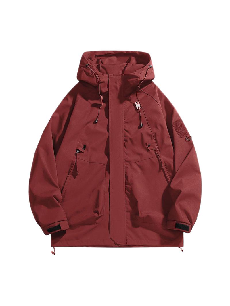 CCCMAI Men's Windbreaker Jacket with Hood Zippered Pockets & Adjustable Drawstrings Regular Fit Spring Fall Outdoor Workwear for Hiking Camping Casual Wear Hiking Gear Functional Design Durable Fabric