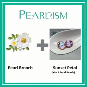 【Adee】Daisy Pearl Brooch  + Sunset Petal pearl   (Min 1 pcs pearl) [Open in live as gift]｜Freshwater Deep Petal Seedless Pearl -