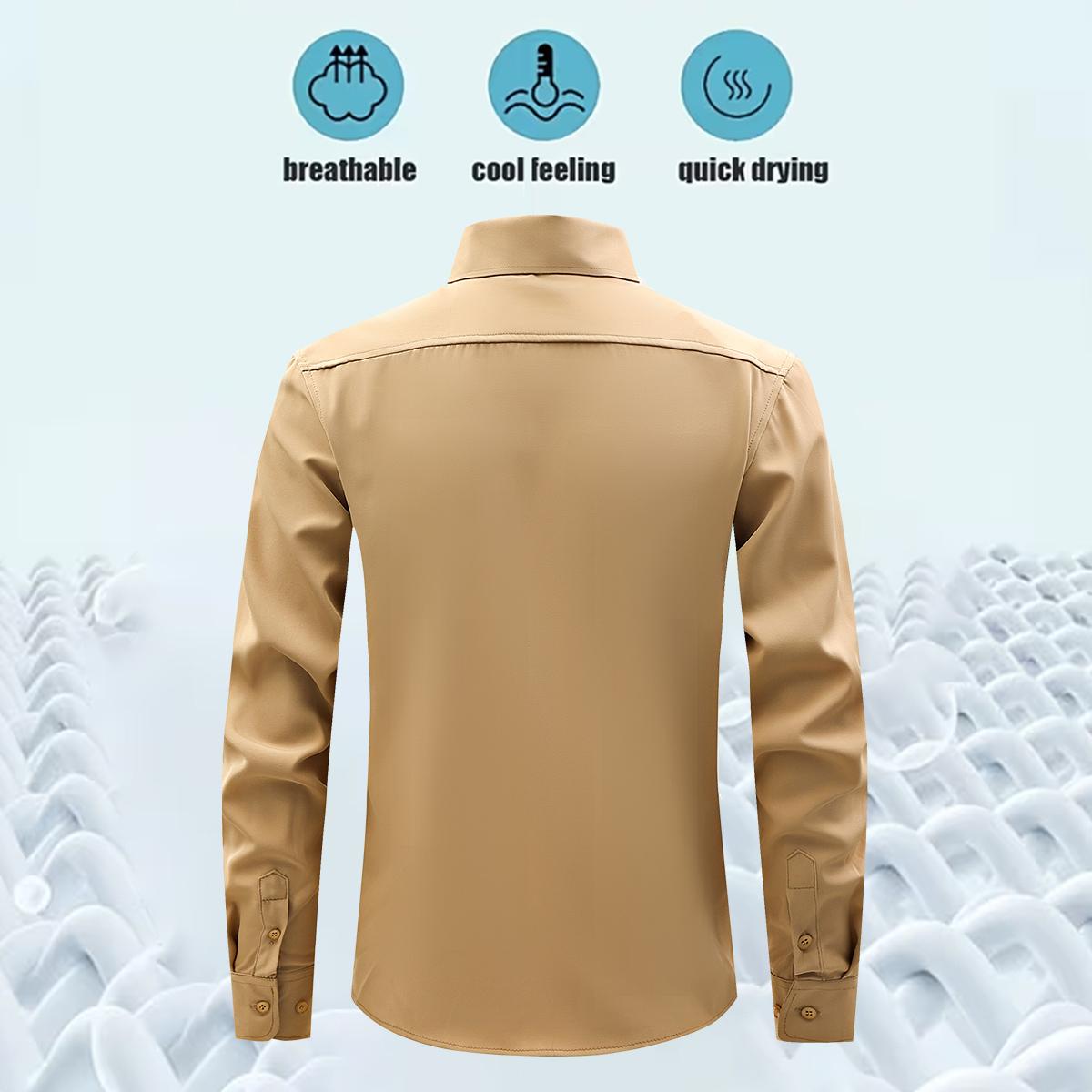 Men's Shirt Long Sleeve Wrinkle-Free Four-Sided Stretch Business High-End Shirt