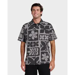 Quiksilver | Waterman Tiki Island Shirt | Men's Garment-Washed Washed Finish | Summer & Vacation