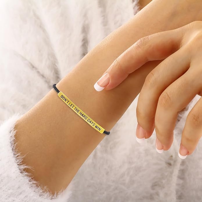 Dont Let The Hard Days Win Bracelet,Handmade Braided Adjustable Wrap Stainless Steel for Women Men - Inspirational Jewelry Gifts