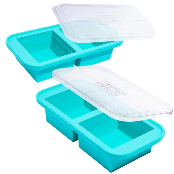 Souper Cubes 2 Cup Meal Prep Silicone Freezer Trays with Lids, 2-Pack | 100% Platinum-Cured Silicone Freezer Meal Containers, Oven and Microwave Safe, Perfect for Freezing Lasagna, Casseroles and More, Kitchen must haves