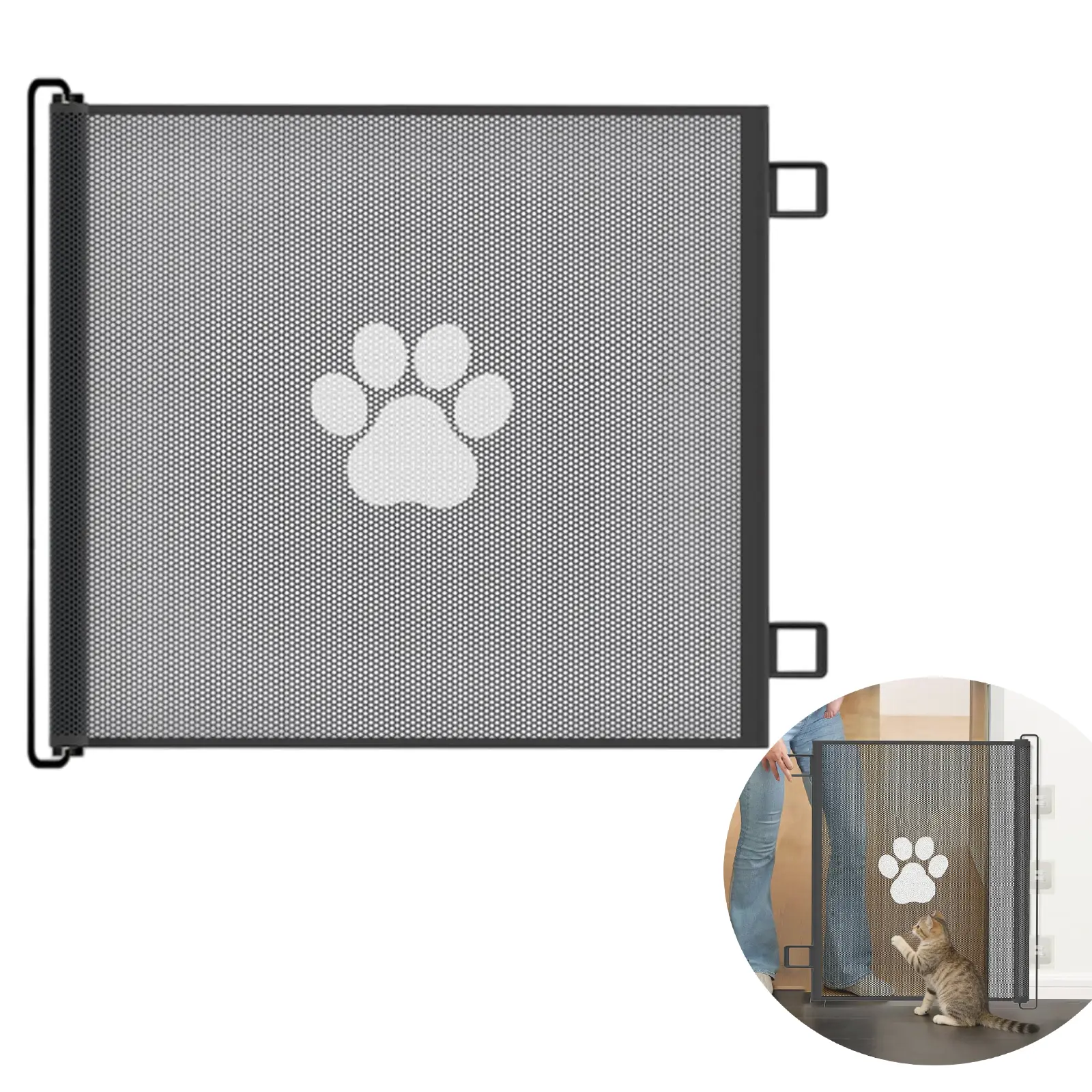 Durable Matte Finish Drill-Free Retractable Pet Door - No Assembly Required, Adjustable Reinforced Fabric Mesh Design, 110*78cm, High Reliability, Safe for Poodles, Ideal for Living Rooms, Gardens, Poodle