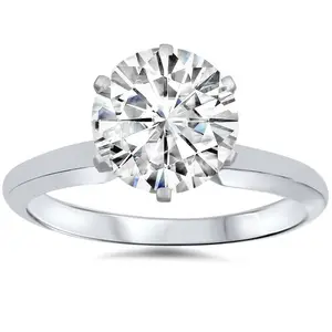 1ct Solitaire Moissanite Engagement Ring Round Brilliant 14k White Gold