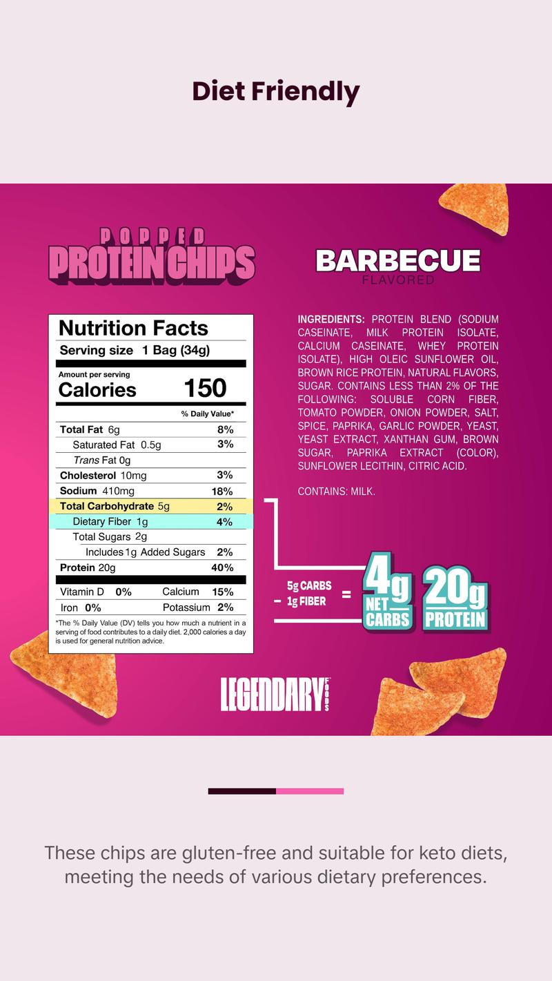 Barbecue Popped Protein Chips Snack Crispy - 7 pack