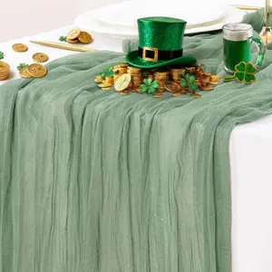 Cheesecloth Table Runner Easter Spring Boho Rustic Gauze Dusty Pink Farmhouse 120*35 inch Cheese Cloth Runner for Wedding Party Baby Shower Birthday Home Decor Holiday Decorations