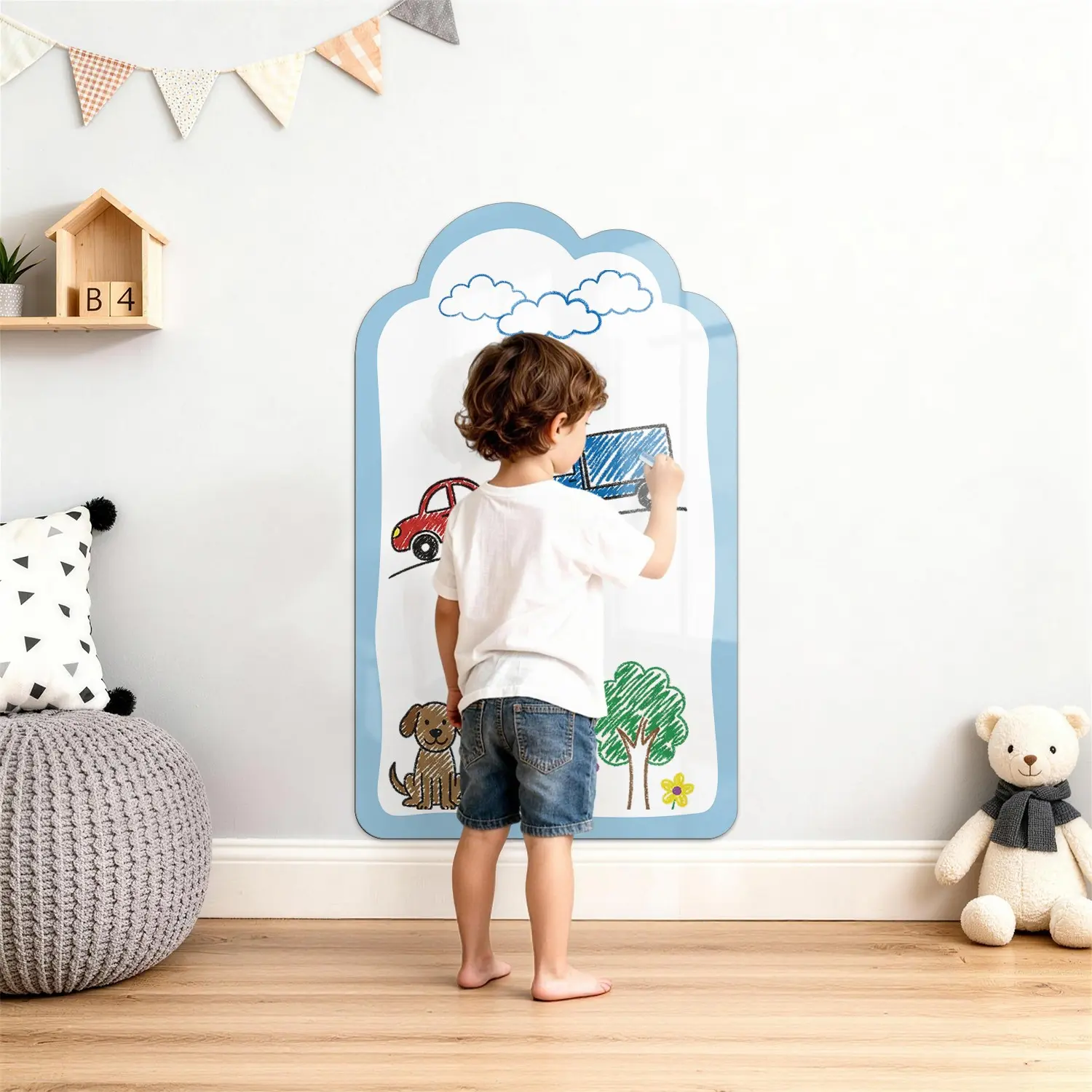 Removable Cloud Design Whiteboard Sticker, Self-Adhesive Magnetic Surface, Smooth Writing, Complete Accessories, Kids' Graffiti & Puzzle Games