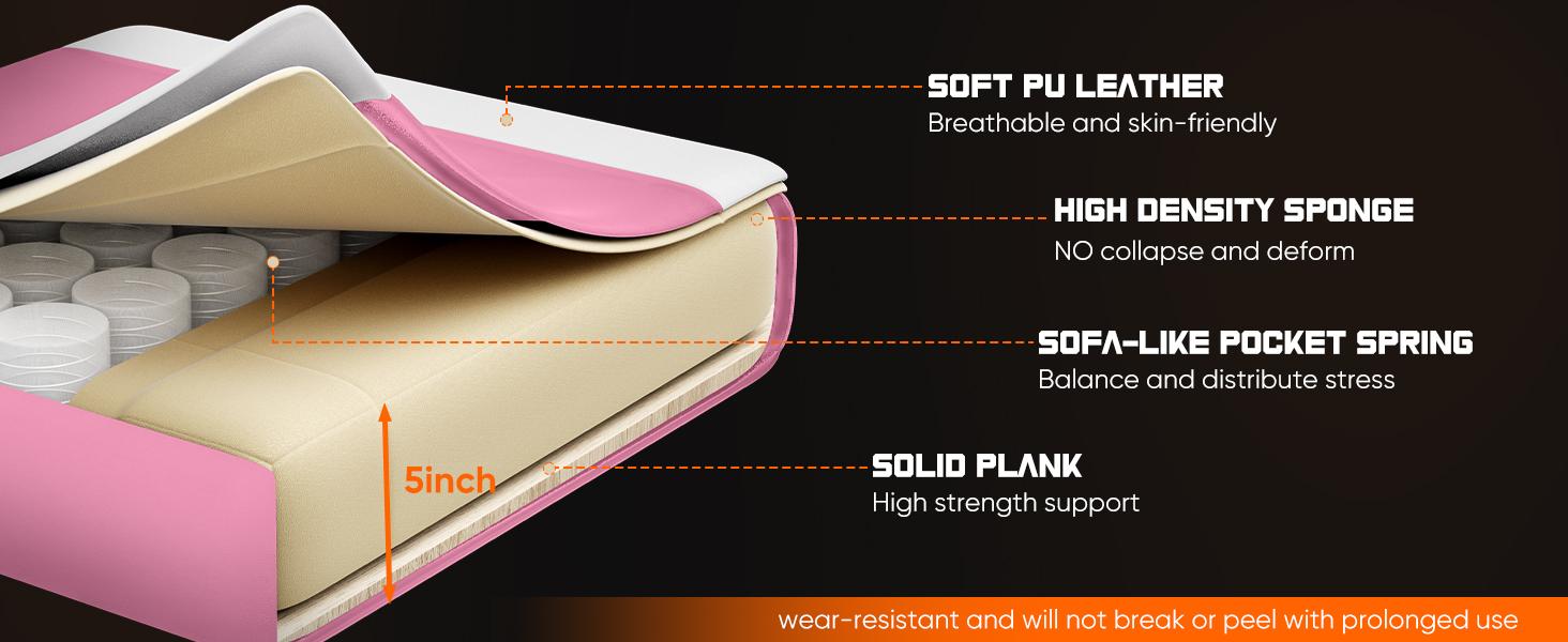 Furnest Indoor Furniture Chairs Game Desk Chair - Ergonomic Computer with Footrest and Comfy PU Leather Recliner with Headrest, Fixed Up Armrest, Height Adjustable with 360° Swivel