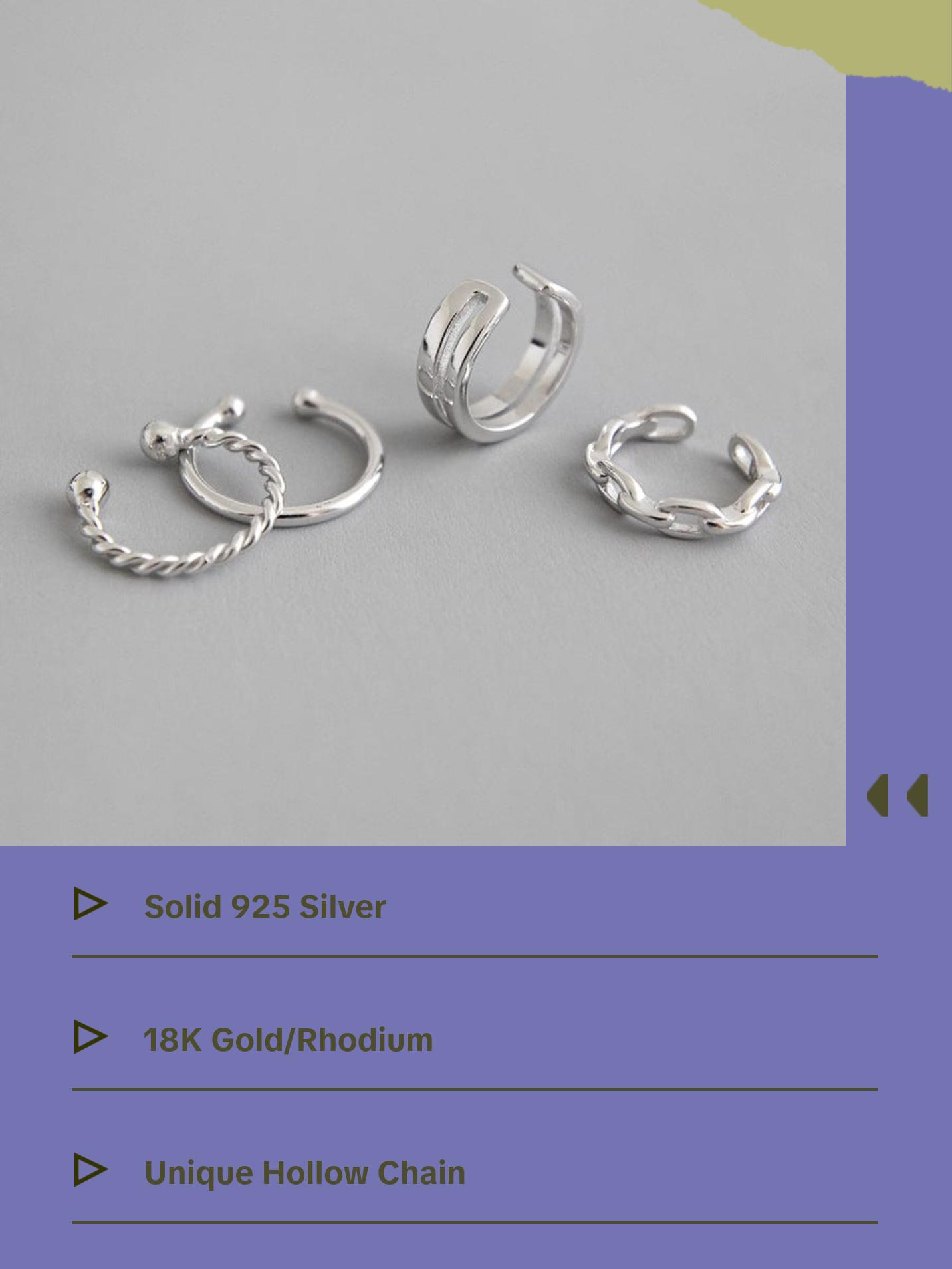 Simple Hollow Chain Twisted 925 Sterling Silver Non-Pierced Earrings(Single)