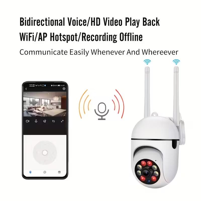 【JOOAN 1080P FHD Home Smart WiFi Security Camera】BT/WiFi Connection, 360° PTZ Panorama HD, Color Night Vision, Motion Detection, Two-Way Audio, Auto Tracking, Siren Alarm, 2.4G WiFi, SD Card/Cloud Storage (Optional)