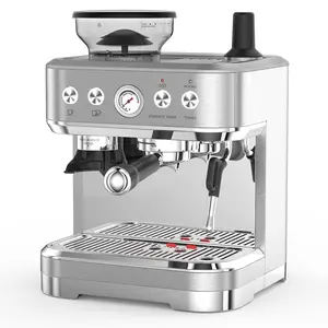 Espresso Machine - Stainless Steel Coffee Machine with Milk Frother& Grinder, 15 Bar Pump, 58mm Sieve Handle, 15 Adjustable Grind Levels, 2.3L Removable Water Tank, Cappuccino Latte Maker