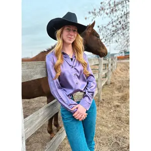 Lilac Satin Rodeo Shirt