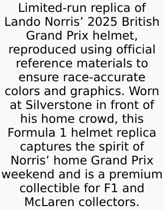 McLaren Formula 1 Team – British GP 2025 (Helmet) | Lando Norris 1:5