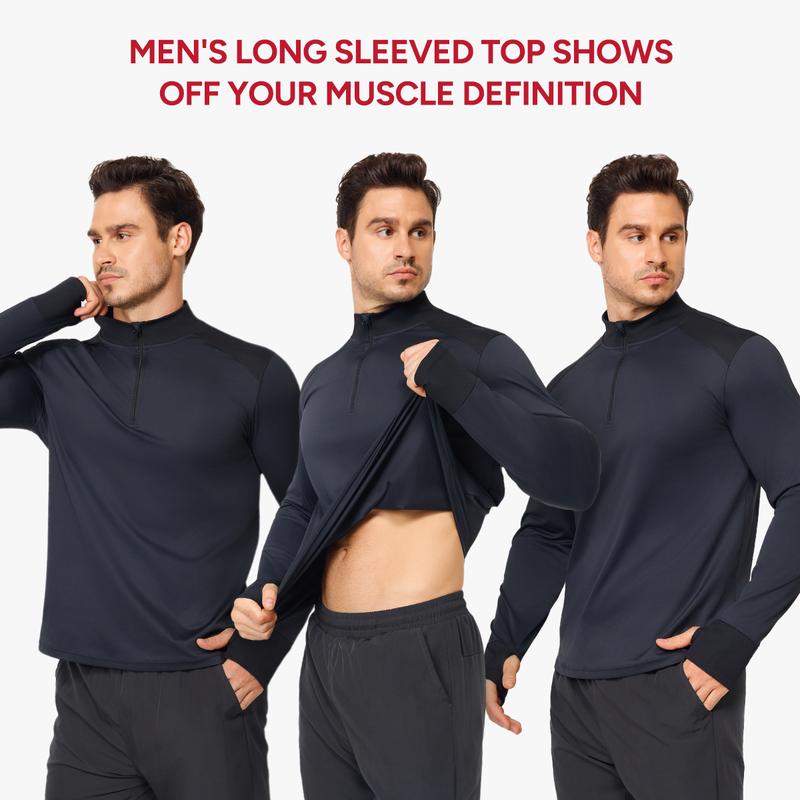 Nebility Men's Compression Long Sleeve Shirt with Reflective Strip Quick Dry Moisture Wicking UV Sun Protection for Fishing Workout Gym Athletic Activities